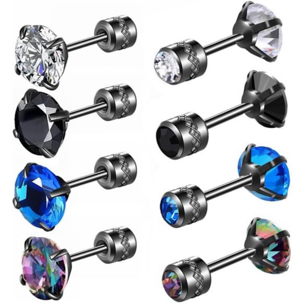 4 Pairs Hypoallergenic G23 Implant Grade Titanium Screw Back Surgical Men